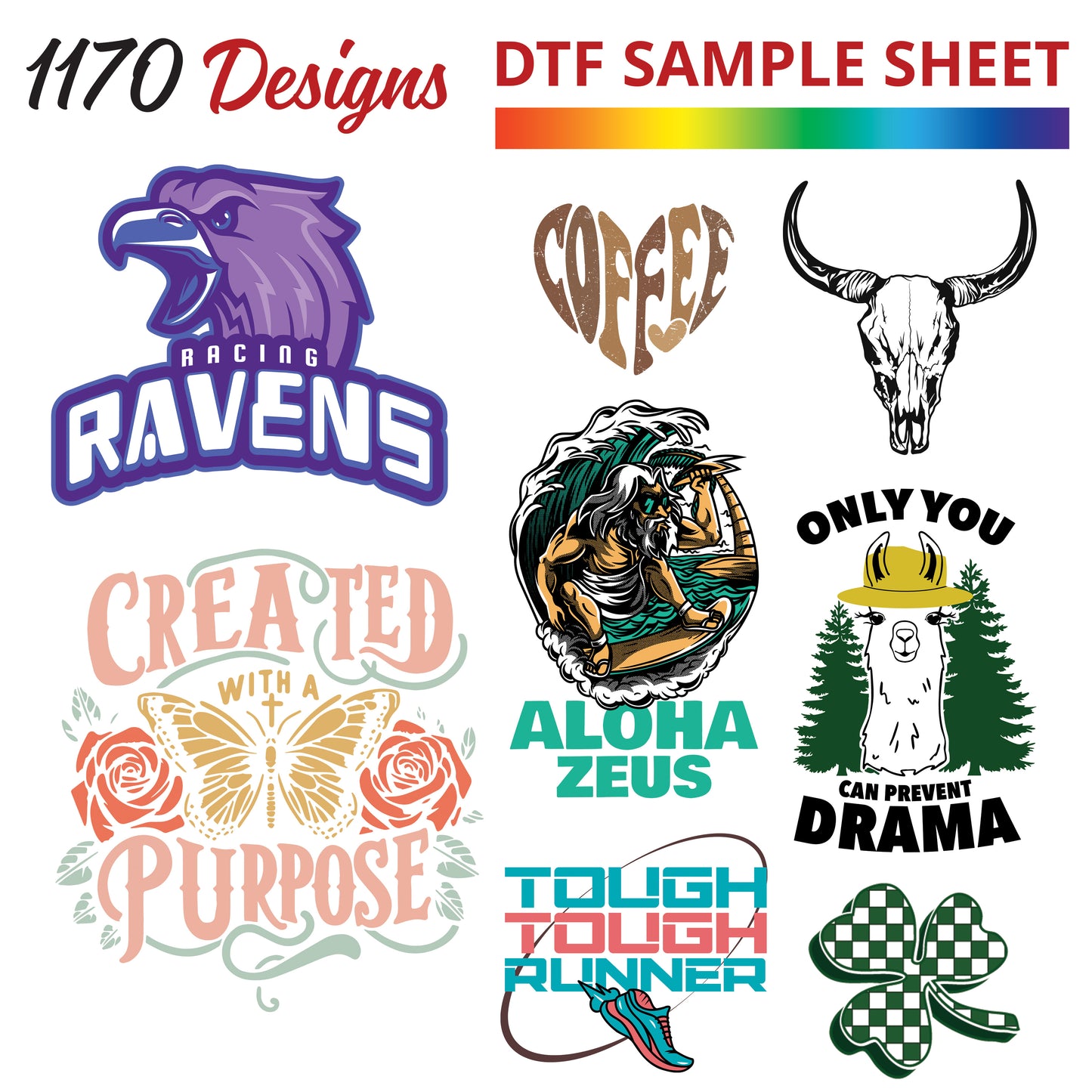 DTF Transfer Sample Sheet