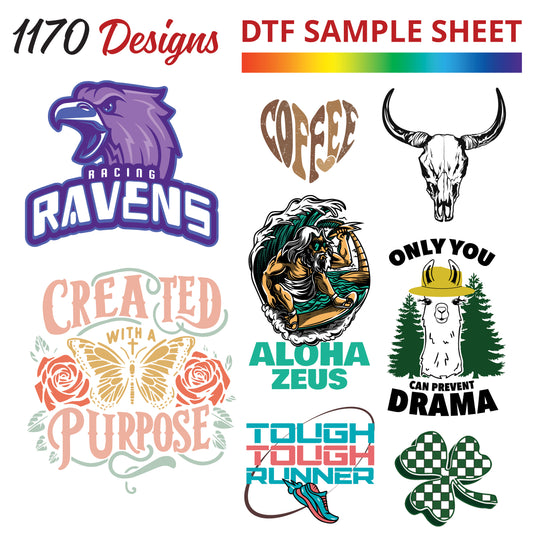 DTF Transfer Sample Sheet